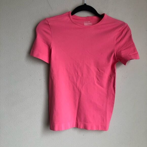 Revolve HELMUT LANG Pink Stretch Jersey Crew Neck Fitted T-shirt XS/S Y2K - Picture 5 of 12